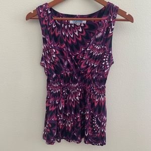 Trina Turk Sleeveless Top, V-neck, Elastic Waist